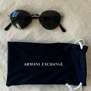 Giorgio Armani 1997 Vintage Round Unisex Sunglasses Gunmetal 652 722